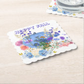 Herfst Pumpkin Pastel Blue Botanical Floral Kartonnen Onderzetters (Gebogen)