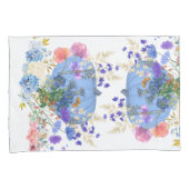 Herfst Pumpkin Pastel Blue Botanical Floral Kussensloop (Voorkant-Rechts)