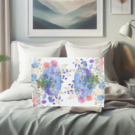 Herfst Pumpkin Pastel Blue Botanical Floral Kussensloop