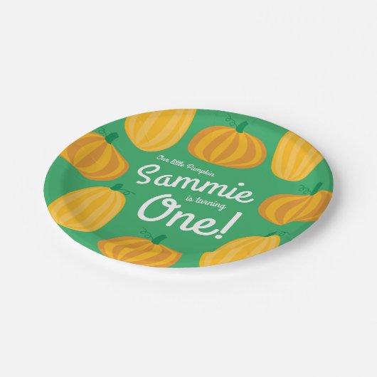 Herfst Pumpkin Patch 1e verjaardag Papieren Bordje (Gekanteld)