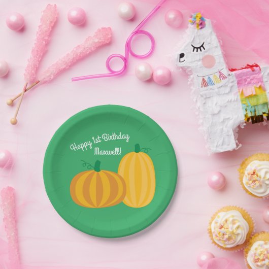Herfst Pumpkin Patch 1e verjaardag Papieren Bordje (Feest)