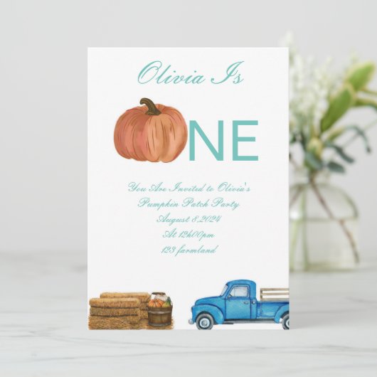 Herfst Pumpkin Patch 1e verjaardagsfeestkaart Save The Date (Staand voorkant)