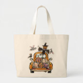Herfst Pumpkin Patch Truck met vleermuizen Grote Tote Bag (Voorkant)