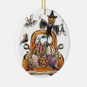 Herfst Pumpkin Patch Truck met vleermuizen Keramisch Ornament (Rechts)