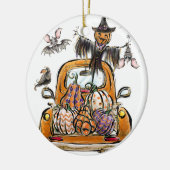 Herfst Pumpkin Patch Truck met vleermuizen Keramisch Ornament (Links)