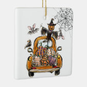 Herfst Pumpkin Patch Truck met vleermuizen Keramisch Ornament (Rechts)