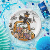Herfst Pumpkin Patch Truck met vleermuizen Papieren Bordje (Feest)