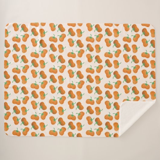 Herfst Pumpkin Pattern Autumn Harvest Oranje Sherpa Deken (Voorkant (horizontaal))