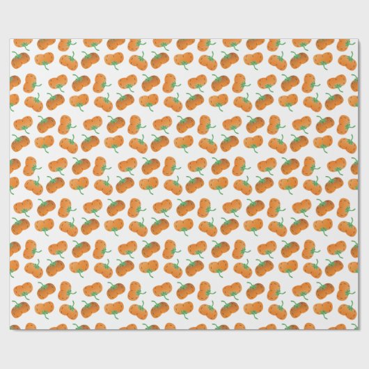 Herfst Pumpkin Pattern Autumn Oranje Cadeaupapier (Vlak)