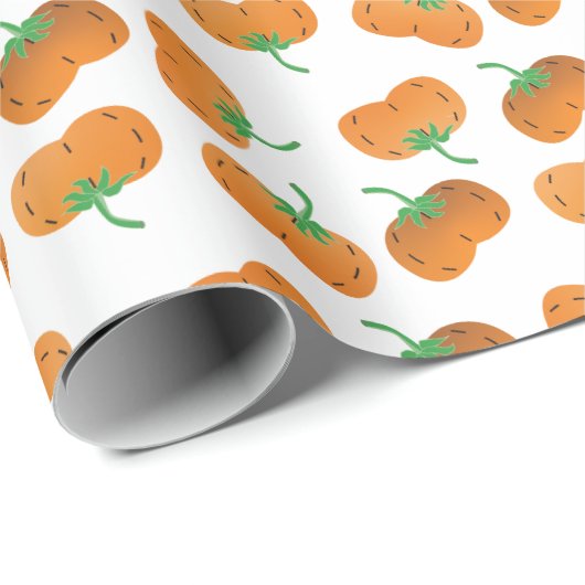 Herfst Pumpkin Pattern Autumn Oranje Cadeaupapier (Rol Hoek)