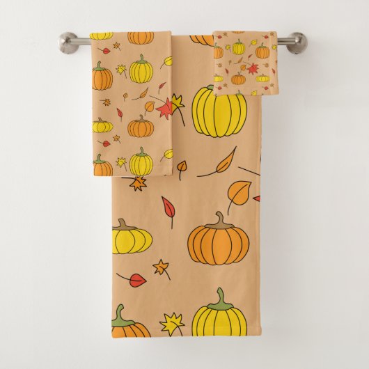 Herfst Pumpkin Pattern Bad Handdoek (Insitu)