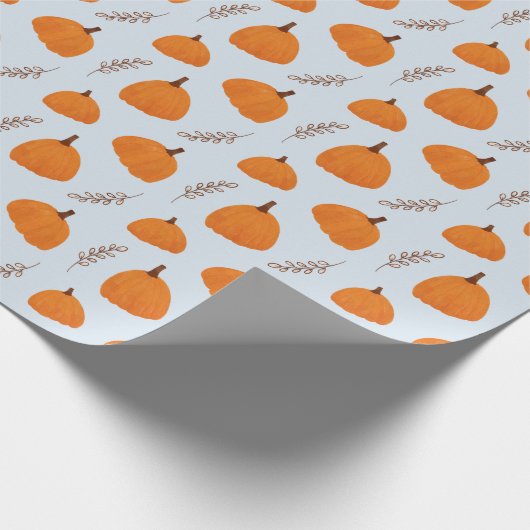Herfst Pumpkin Pattern Blue Cadeaupapier (Hoek)