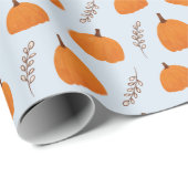 Herfst Pumpkin Pattern Blue Cadeaupapier (Rol Hoek)