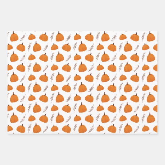 Herfst Pumpkin Pattern Inpakpapier Vel (Voorkant)