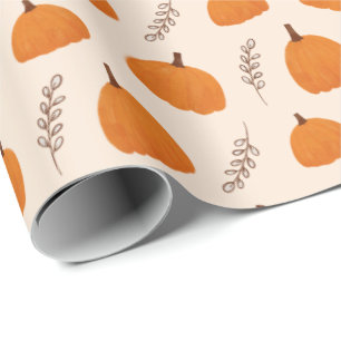 Herfst Pumpkin Pattern Oranje Cadeaupapier