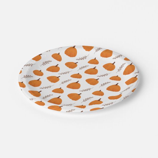 Herfst Pumpkin Pattern Papieren Bordje (Gekanteld)