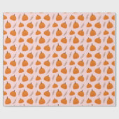 Herfst Pumpkin Pattern Roze Cadeaupapier (Vlak)