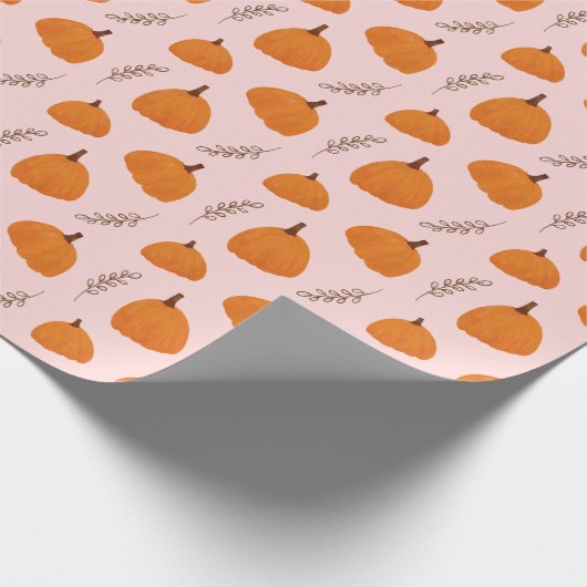 Herfst Pumpkin Pattern Roze Cadeaupapier (Hoek)