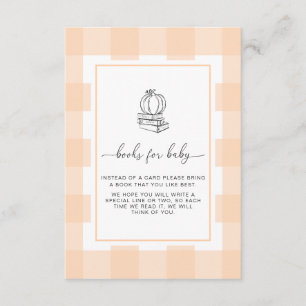 Herfst Pumpkin Peach Gingham Books Request Card Informatiekaartje