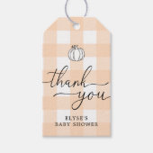 Herfst Pumpkin Peach Gingham Hartelijk dank voor t Cadeaulabel (Voorkant)