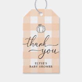 Herfst Pumpkin Peach Gingham Hartelijk dank voor t Cadeaulabel