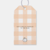 Herfst Pumpkin Peach Gingham Hartelijk dank voor t Cadeaulabel (Achterkant)