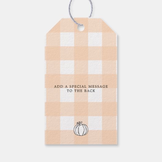 Herfst Pumpkin Peach Gingham Hartelijk dank voor t Cadeaulabel (Achterkant)