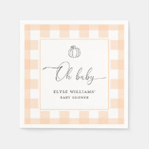 Herfst Pumpkin Peach Gingham Oh Baby Napkin
