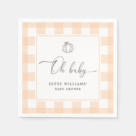 Herfst Pumpkin Peach Gingham Oh Baby Napkin Servet