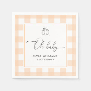 Herfst Pumpkin Peach Gingham Oh Baby Napkin Servet