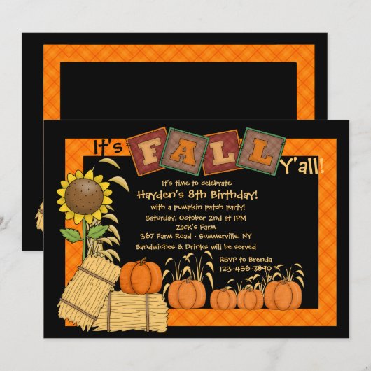 Herfst Pumpkin Picking Party Uitnodiging (Voorkant / Achterkant)