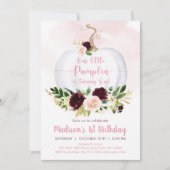 Herfst Pumpkin Pink Burgundy Gold Eerste verjaarda Kaart (Voorkant)