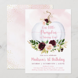 Herfst Pumpkin Pink Burgundy Gold Eerste verjaarda Kaart