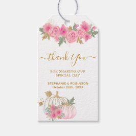 Herfst Pumpkin Pink Floral bedankt Cadeaulabel