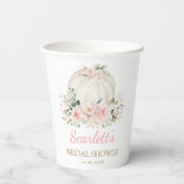 Herfst Pumpkin Pink Floral Greenery Vrijgezellenfe Papieren Bekers (Achterkant)