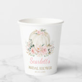 Herfst Pumpkin Pink Floral Greenery Vrijgezellenfe Papieren Bekers (Voorkant)