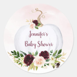 Herfst Pumpkin Pink Gold Burgundy Baby shower Ronde Sticker