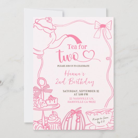 Herfst Pumpkin PINK Scribble Hand getrokken thee v Kaart (Voorkant)