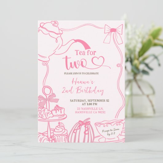 Herfst Pumpkin PINK Scribble Hand getrokken thee v Kaart (Staand voorkant)