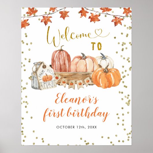 Herfst Pumpkin-pleister van Birthday Welkomstteken Poster (Voorkant)