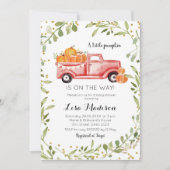 Herfst Pumpkin Red Truck Baby shower Kaart (Voorkant)