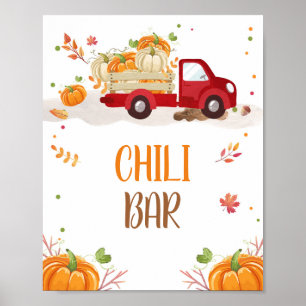 Herfst Pumpkin Red Truck Chili Bar met schuifbalke Poster