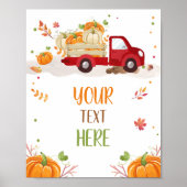 Herfst Pumpkin Red Truck Confetti Leaves Table Sig Poster (Voorkant)