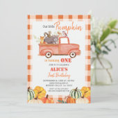 Herfst Pumpkin Red Truck Waterverf verjaardag Kaart (Staand voorkant)
