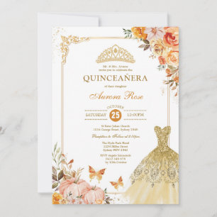 Herfst Pumpkin Rozen Quinceañera Princess Mis Quin Kaart