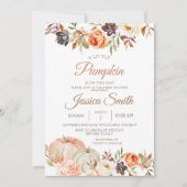 Herfst Pumpkin Rustic Floral Baby shower Kaart (Voorkant)