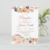 Herfst Pumpkin Rustic Floral Baby shower Kaart (Staand voorkant)