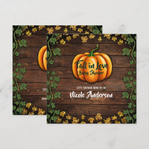Herfst Pumpkin Rustic Green Gold Ivy Baby shower Kaart