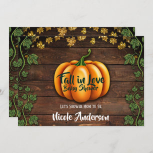 Herfst Pumpkin Rustic Green Gold Ivy Baby shower Kaart