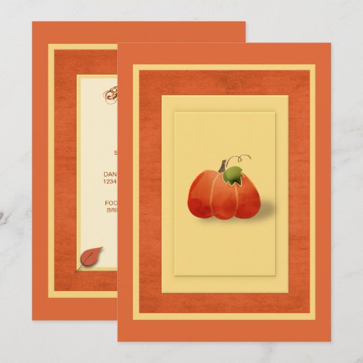 Herfst Pumpkin Simple op maat Kaart (Voorkant / Achterkant)